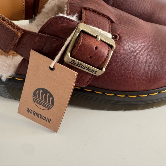 Dr. Martens Jorge Ambassador Brown Leather Faux Fur Lined Slingback Mules Sz 7W - Picture 4 of 6